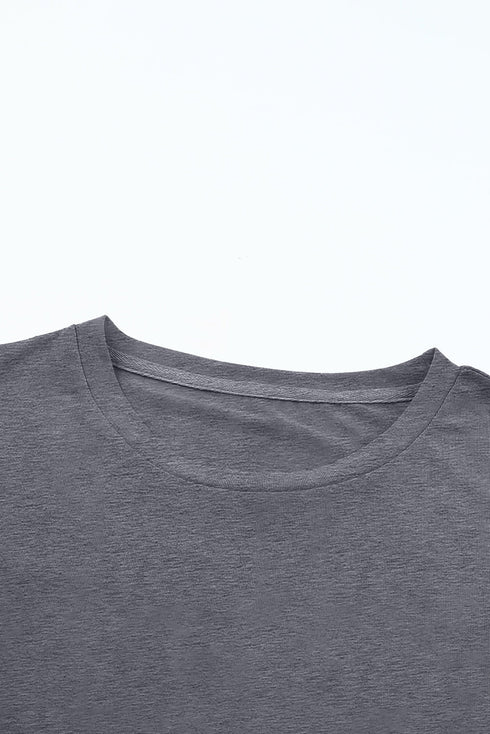 Soft Stretch Solid Crew Neck Rolled Cuff Relaxed Tee